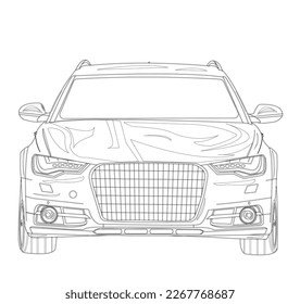 A sketch of an audi with the front grille visible illustration