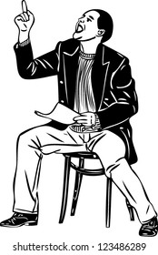 a sketch an author and performer read the verses
