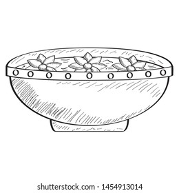 Sketch of awater of flowers bowl - Vector