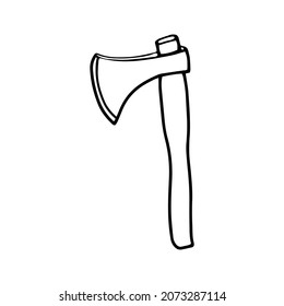 Esbozo de un hacha. Doodle. Una herramienta de jardín. Elementos aislados del vector para el diseño.