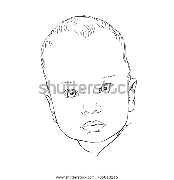 Sketch Baby Head Surprised Face Hand Stock Vector Royalty Free 785818216