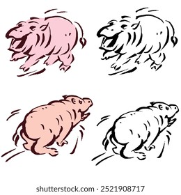 Sketch of baby Hippopotamus vector for illustration, card, decoration