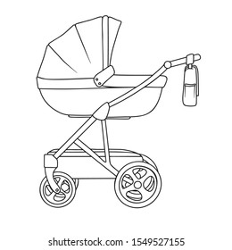 Sketch of a baby stroller. Vector illustration
