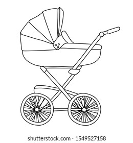 Sketch of a baby stroller. Vector illustration