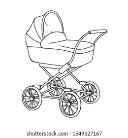 Sketch of a baby stroller. Vector illustration