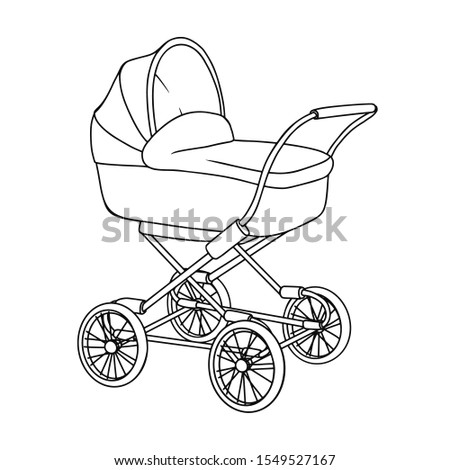 Sketch of a baby stroller. Vector illustration