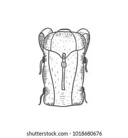 Sketch of back pack. Illustration for travel and wanderlust flyer.