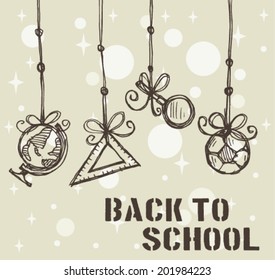 sketch of back to school, vector illustration.