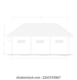 boceto de la vista trasera del edificio