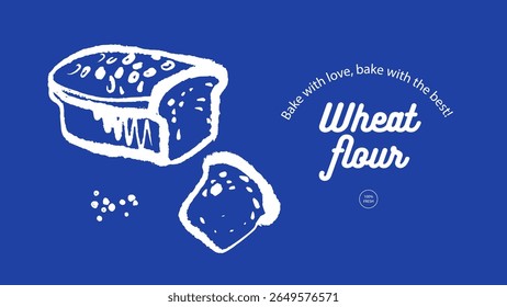 Sketch bakery banner with fresh bread. Hand drawn vintage vector illustration