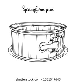 Sketch baking dish cakes isolated on white background. Vector