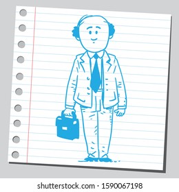 Sketch of a bald businessman.