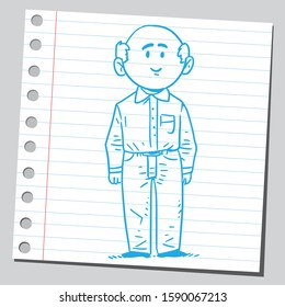 Sketch of a bald man.