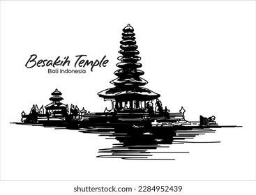 sketch of Bali Indonesia in vector illustration.