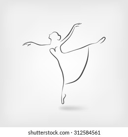 sketch ballerina dancing studio symbol. vector illustration - eps 10