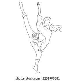 sketch of a ballerina girl in vector graphics