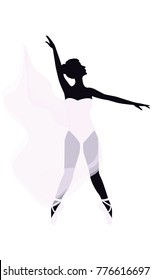 Sketch - ballet dancer in a long transparent cape - isolated on white background - art vector.