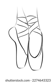 The sketch of ballet pointe shoes.
