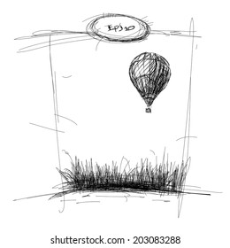 sketch of the balloon on white background 