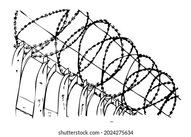 boceto de la puerta del alambre de púas
