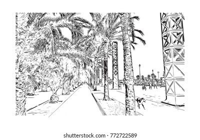 Sketch of Barcelona City, Spain in vector illustration.