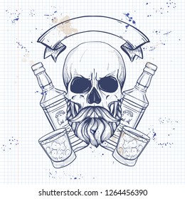 Sketch, barman skull