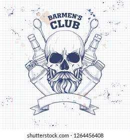 Sketch, barman skull
