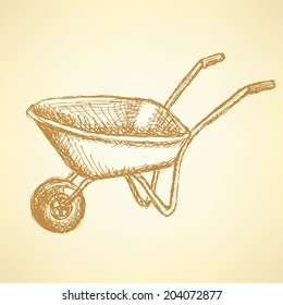 Sketch barrow, vector vintage background eps 10