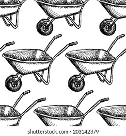 Sketch barrow, vector vintage seamless pattern eps 10