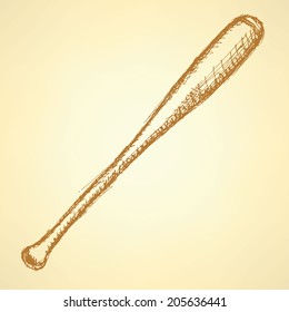 Sketch baseball bat, vector vintage background eps 10 