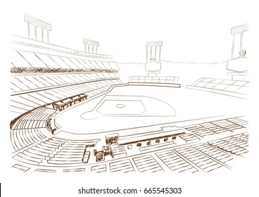 Sketch of Baseball stadium, vector.