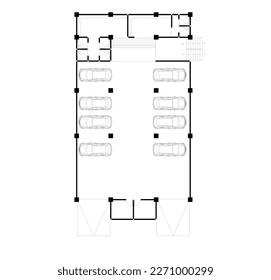 sketch of the basement or parking lot of the building