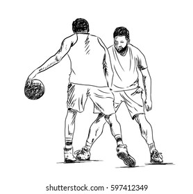 Sketch of basket ball player in vector illustration.