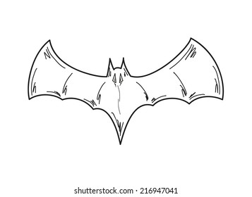 sketch of the bat on white background, vector, isolated