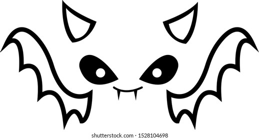 sketch bat with sharp fangs black shiny eyes and wings halloween and animal concept object on a white background