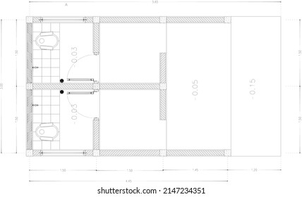 boceto para el plano del suelo del baño y el inodoro en cuclillas