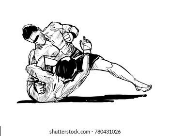 sketch of the battle of fighters without rules