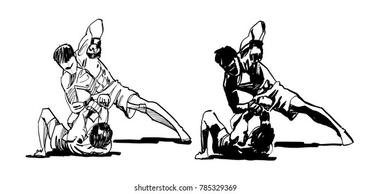 sketch of the battle of fighters without rules