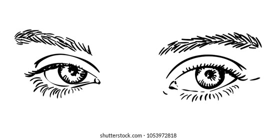 Sketch Beautiful Eyes Languishing Look Thick Stock Vector (Royalty Free ...