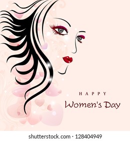 Sketch of a beautiful girl for Happy Women's Day background.
