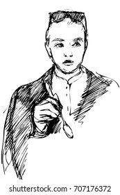  sketch of a beautiful girl with a spoon