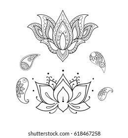 Sketch of a beautiful lotus on a white background.