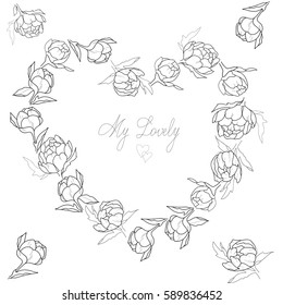 Sketch of beautiful peony made in vector graphics.