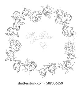 Sketch of beautiful peony made in vector graphics.