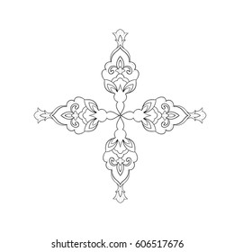 Sketch of a beautiful symmetrical pattern on a white background.