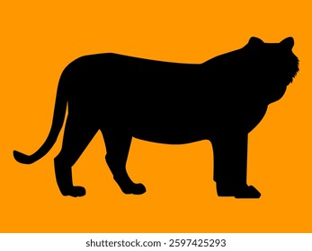 Sketch beautiful tiger on a orange background