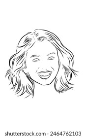 sketch of a beautiful woman smiling broadly with a beautiful haircut