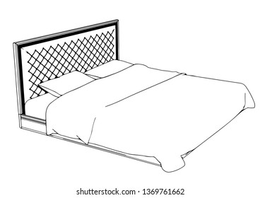 sketch bedroom bed vector