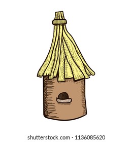sketch bee hive,house for honey bee,vector image,outline style,coloring picture