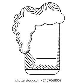 Sketch of a beer can with foam Vector illustration